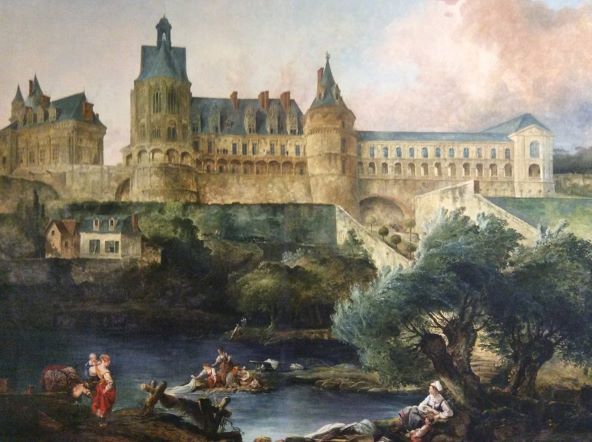 Huile sur toile du peintre Hubert Robert, représentant une vue du château de Gaillon